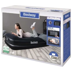 Bestway Inflatable Flocked Airbed With Built-in Electrical Air Pump -Best Journeys Area bestway inflatable flocked airbed with built in electrical air pump 3