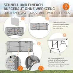 Plastic Camping Foldable Table 180x74 Cm -Best Journeys Area ecd germany plastic camping foldable table 180x74 cm 3