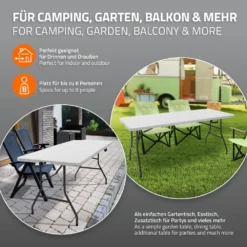 Plastic Camping Foldable Table 180x74 Cm -Best Journeys Area ecd germany plastic camping foldable table 180x74 cm 6